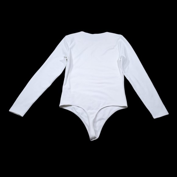 Abercrombie Soft A&F Collection Crew Neck Long Sleeve White Bodysuit Size Large - Picture 2 of 8